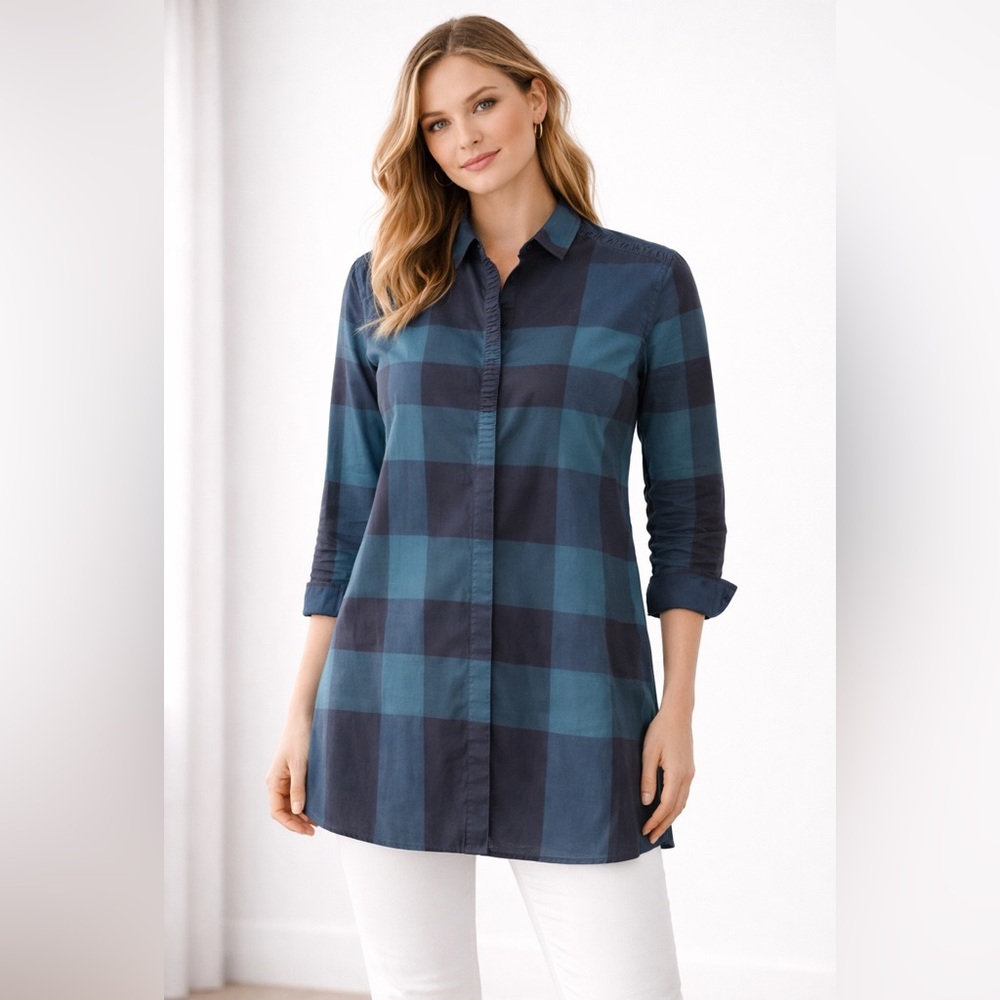 Authentic Burberry Brit Women’s Plaid Button Front Shirt Top S
